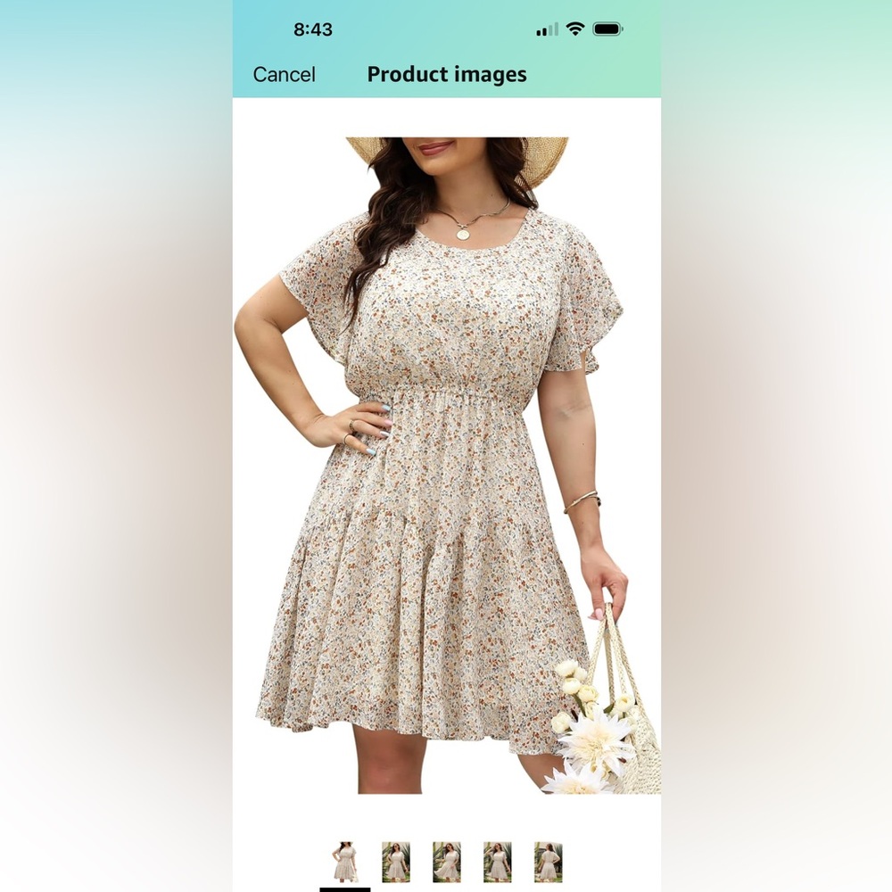 Amazon Cream Floral Mini Dress